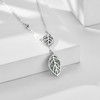 HUKKUN Lariat Leaf Necklace Sterling Silver Moss Agate Leaf Y