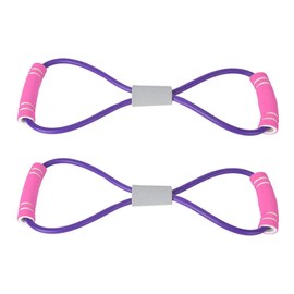 Keenso 8 Shape Exercise Band, 2 Pieces 3 Colours Bodybuilding Fitness Equipment Tool for Home Training, Yoga, Pilates, Pull Up Arms (Purple) Fitness Combinations