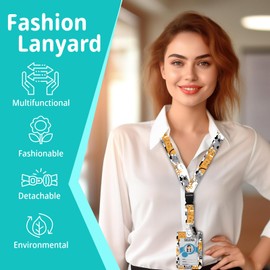 Cordón divertido con soporte para identificación, cordones retráctiles para insignias de identificación para mujeres, clip de mosquetón resistente, soporte vertical para tarjetas de identificación con