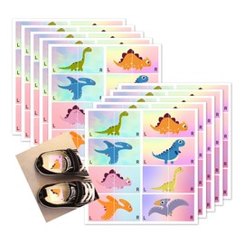 Kids Shoe Stickers Cute Right Left Dinosaur Stickers 1.37 x 1.5 Inch - Cartoon Dinosaur Sole Sticker Children Boys Girls Shoes Stickers for Early Learning 40 Pairs