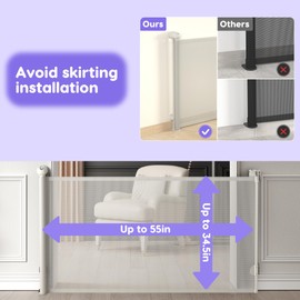 Aomloge Retractable Baby Gate, Baby Gate for Stairs, Dog Gates for Doorways Safety, Baby Gates Extends to 34.5x55in, White