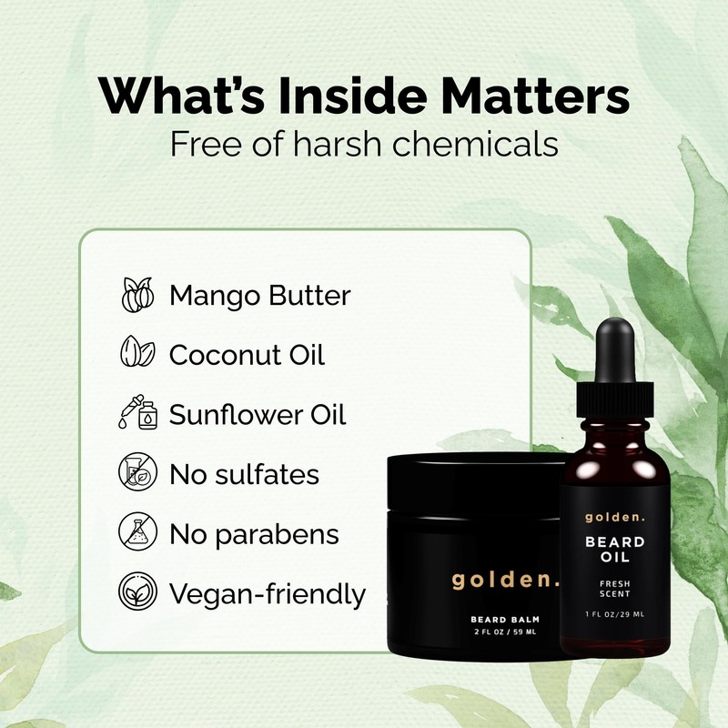 Golden Grooming Beard Bundle for Black Men | Natural Beard