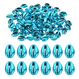 PATIKIL Natural Seashell Charm, 100 Pcs Oval Dyed Shells Craft Pendants Open Back Scallop Shell Beads with Hole for Necklace DIY Ocean Jewelry Making, Blue