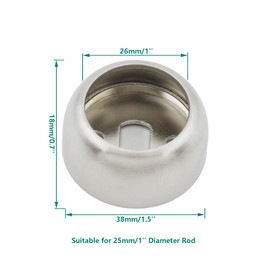 Stainless Steel Closet Pole Sockets, ULIFESTAR Heavy Duty Closet Rod End Supports Spherical Flange Rod Holder with Screws for Wardrobe Bracket Shower Curtain Rod Flange Socket Kit-Dia 25mm/1''