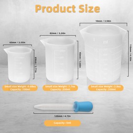 Tazas de silicona para derretir chocolate, paquete de 4 tazas medidoras de silicona de capacidad de 100/250/350 ml con 2 cuentagotas de 5 ml, suministros reutilizables para hornear moldes de chocolate
