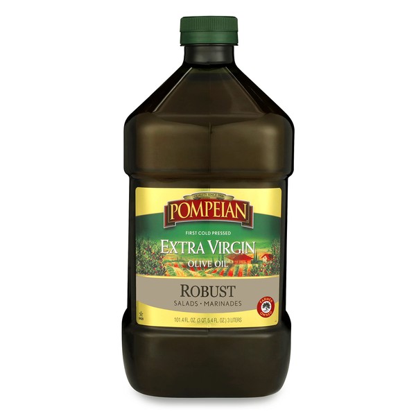 Pompeian Robust Extra Virgin Olive Oil, First Cold Pressed, Full-Bodied Flavor, Perfect for Salad Dressings & Marinades, 101 FL. OZ.