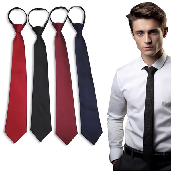 Krawatten für Herren Tie Set, 4 Stück Krawatte Schlips Schwarz