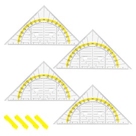 4 Stück Geodreieck Klein, Geodreieck mit Griff, Geodreieck Flexibel, Bruchsicher Und Transparent, Geodreieck Aus Kunststoff, Geeignet für Studenten Büro Designer Malerei