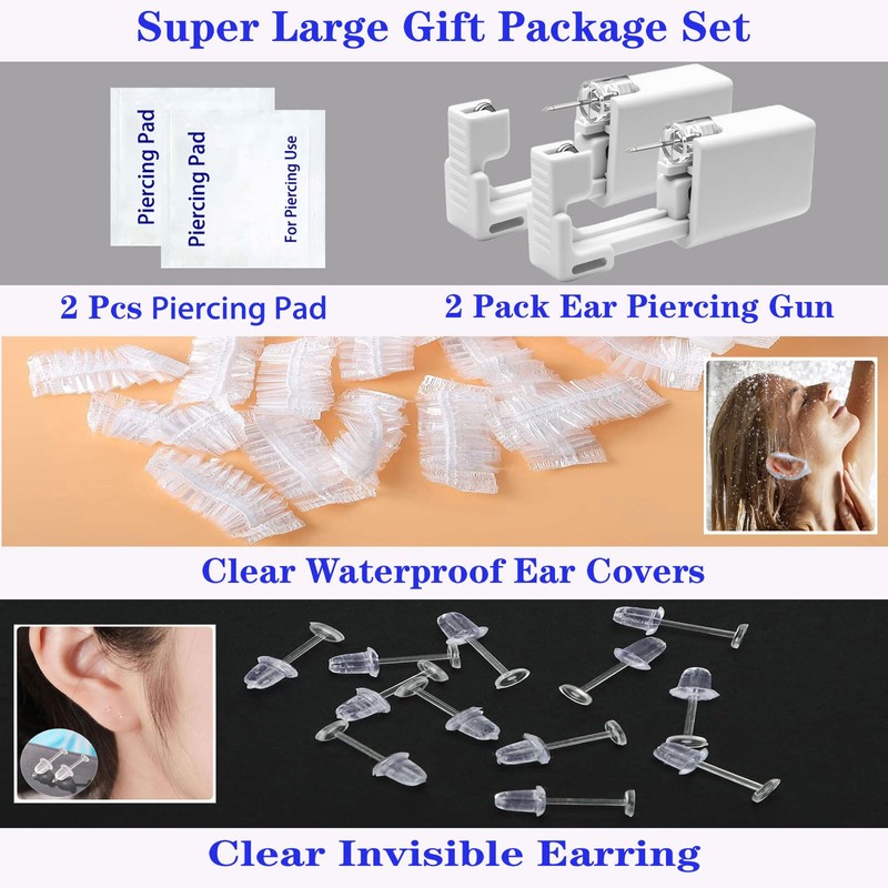 Disposable Ears Piercing Guns, Easy Self Piercing Kit with Stainless