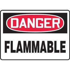 Accuform MCHL228VS Adhesive Vinyl Safety Sign, Legend "Danger Flammable", 7" Length x 10" Width x 0.004" Thickness, Red/Black on White