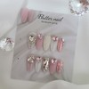 Handmade nail tips full of lovely pink stones - Long