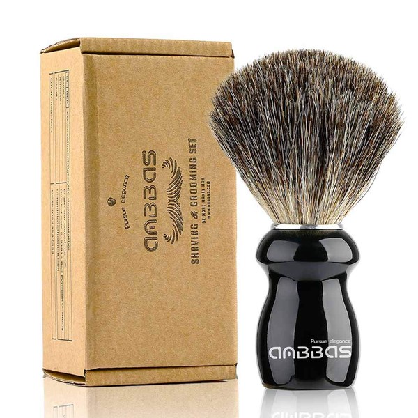 Anbbas Pure Badger Hair Shaving Brush Barber Favor Black Wooden Handle for Man DE Safety Razor Wet Close Shave Set