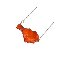 Hanmade Simulation Fried Chickens Pendant Necklace Funny Creative Resin Simulation Food Chicken Legs Wings Link Chain Necklace for Women Men Jewelry-Leg