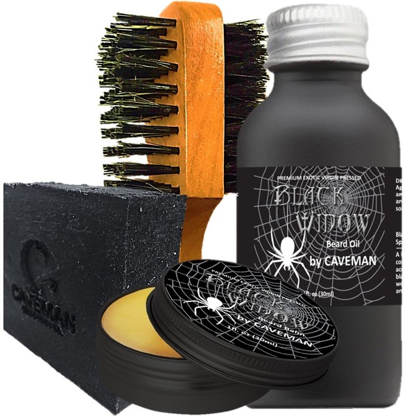 Hand Crafted Caveman® Beard Oil + Beard Balm + FREE Brush + Soap GIFT SET KIT