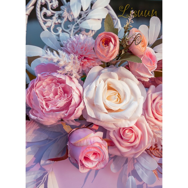 Lisuun Artificial Wedding Welcome Sign Flowers and Backdrop Swags, 2