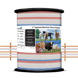 My Animal Command 1 Inch Wide Electric Fence Polytape for Containment of Livestock, Horses Farm Animals Garden Deer Hot Wire with High Visibility - 1640 Feet/500 Meter Length Drums