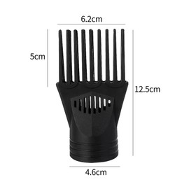 Black Universal Hairdressing Salon Comb Nozzle - Plastic Blow Comb for Straightening, Detangling Fine, Curly, Natural Hair