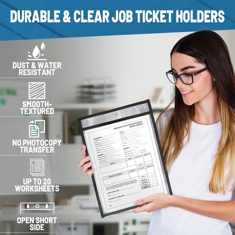 10 Pack Job Ticket Holders 8.5x11 - Work Order Plastic