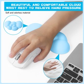 ATTACK SHARK Cloud Wrist Rest and Coaster Combo, Soft Comfortable and Non-Slip PU, Heat Insulation and Durable Slow Rebound Ergonomic Wrist Pad for Computer Keyboard Gaming Office Working