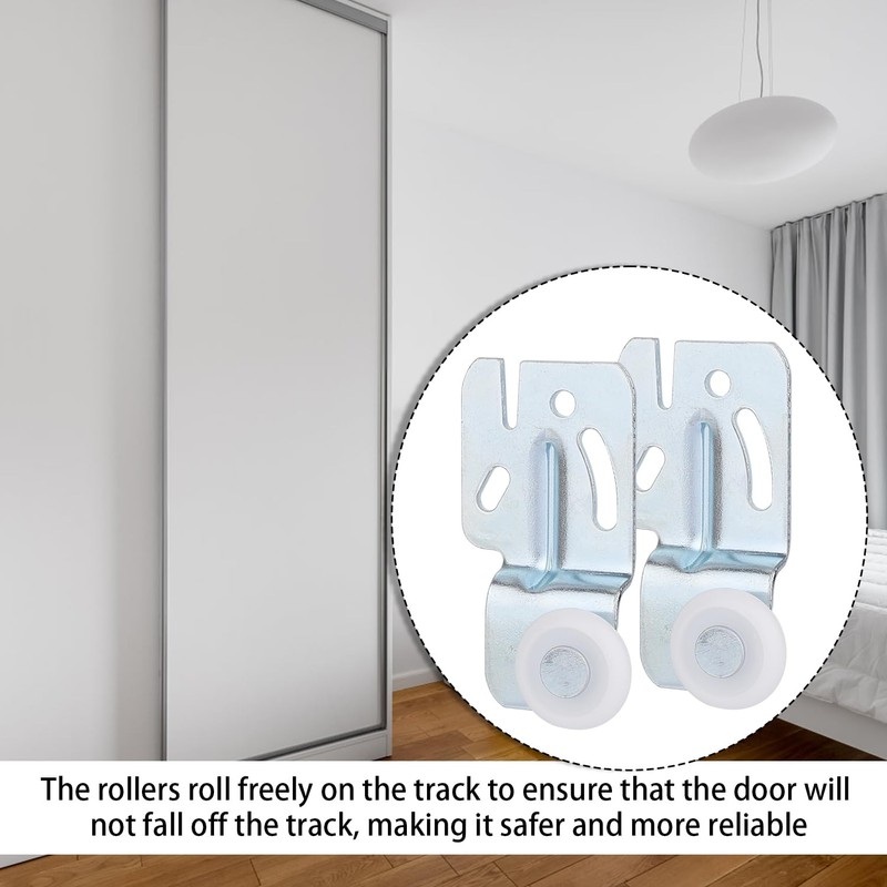 8pcs Sliding Closet Door Roller Hardware Kit, Top Hung Bypass
