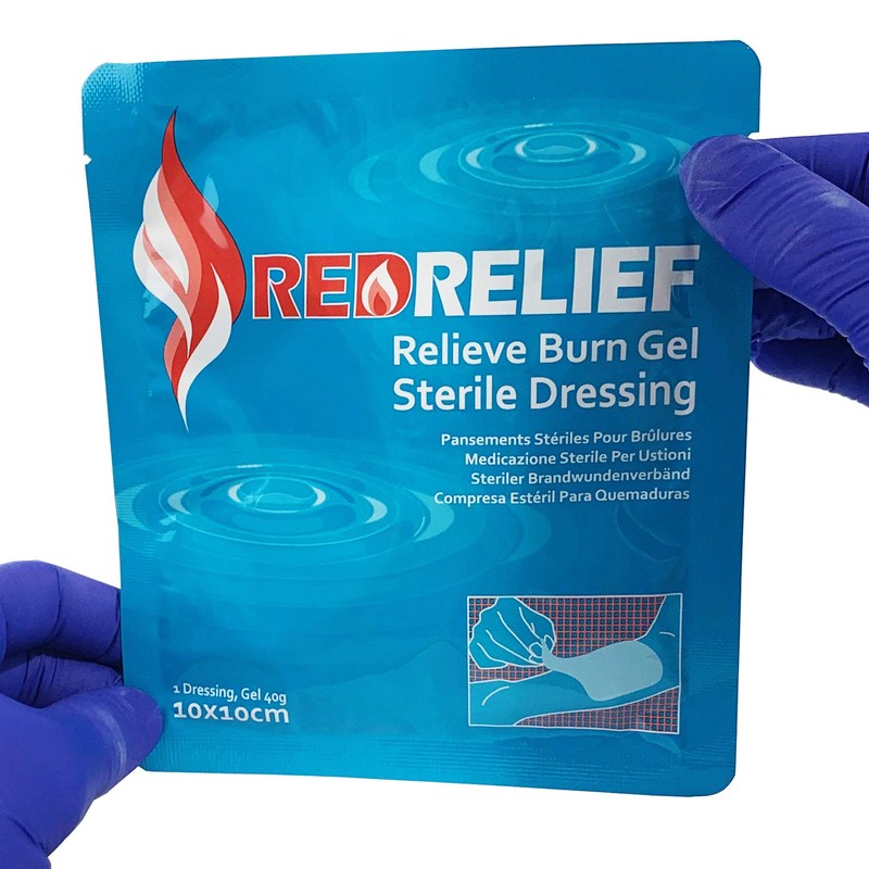 RedRelief Emergency 10x10cm Burn Dressing - Cools, soothes and relieves