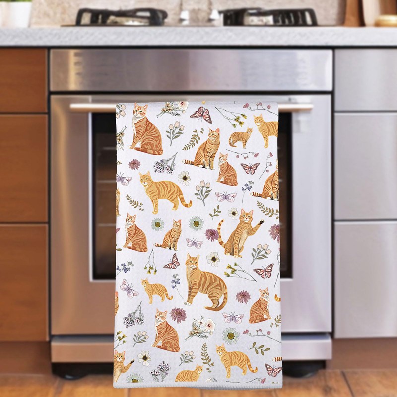 MYSOMY Orange Tabby Cat Kitchen Towels Orange Tabby Cat Gift