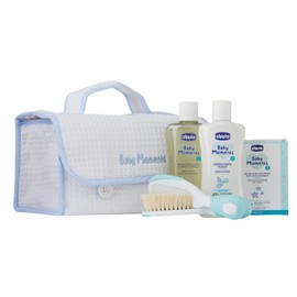 Chicco Baby Moments Set de Regalo con colonia 100 ml, gel de baño cuerpo y cabello 200 ml, Cream corporal 200 ml, Cepillo y Peine, Azul, 0+ meses