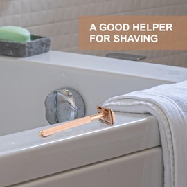 THE GROOMING SOCIETY Single Blade Razor with 10 Double Edge Safety Razor Blades Refill, Metal Razor for Men Women, Zero Waste Reusable Eco-Friendly Razor for Close Smooth Shave - Gold