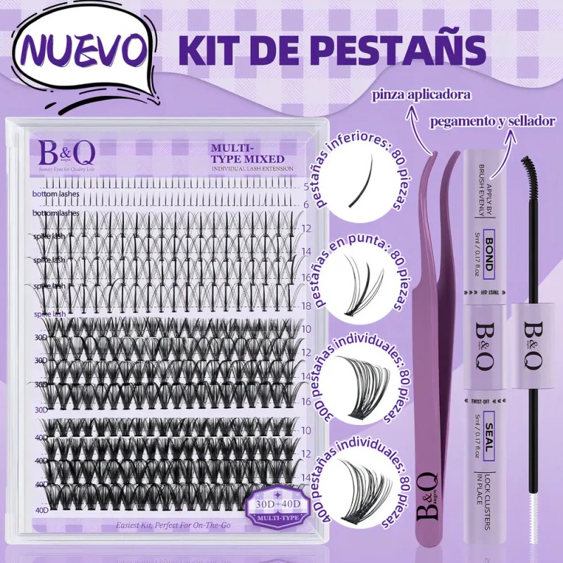Kit de Extensiones para Pestañas B&Qaugen 3 en 1 con