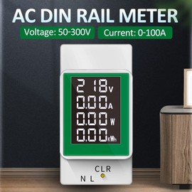 Jadeshay Electricity Meter DIN Rail PZEM-008 AC50-300V/100A Energy Meter Digital Voltage Tester Watt Meter with Backlight