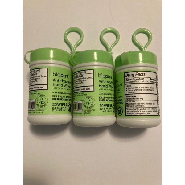 Biopure 3 Biopure Antibacterial Travel Size Hand Wipes Keychain (Fresh