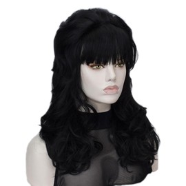 QACCF Women 80s Wig Drag Hair Housewife Big Beehive Women Updo 60s Retro Bouffant Vintage Costume Wig (Black)