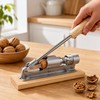 Adjustable Lever Nutcracker with Wood Base for Pecans & Walnuts