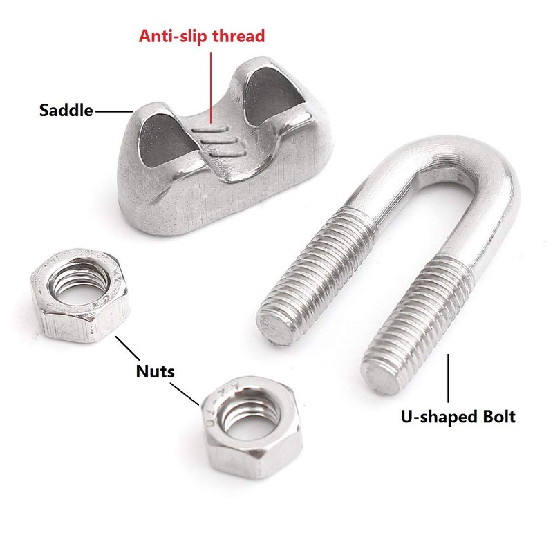 Wire Rope Clip Cable Clamp 304 Stainless Steel U Bolt