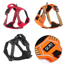 SK Depot® Dog Harness Medium Chest 19.1"-29.3" No-Pull Pet Harness with Leash Clips, Adjustable Soft Padded Dog Vest Harness, No Choke Pet Oxford Vest Easy Control Handle for Medium Dogs (M, Orange)