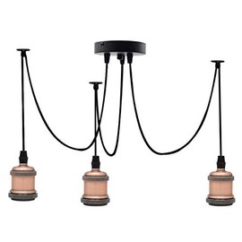 Icole Vintage Industrial 3 Lights Pendant Light E27 Lampholder Ceiling Pendant Light Edison Hanging Light Fixture