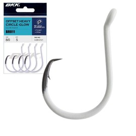 BKK Offset Heavy Circle Glow Hook | 5/0 | 6-Pack | 2X | Glow in The Dark | Needle Point