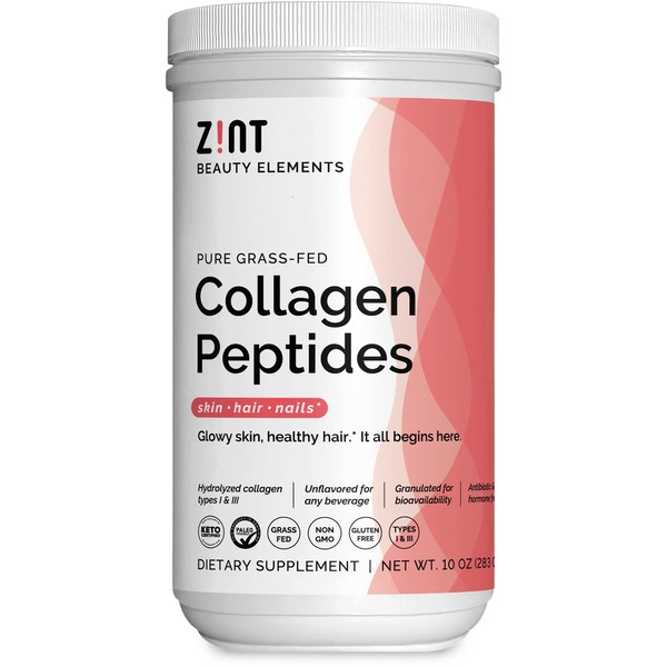 Zint Collagen Peptides Powder (10 Ounce): Hydrolyzed Collagen Protein Hydrolysate Beauty Supplement - Keto Friendly, Paleo Friendly
