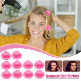 Heatless Curls, Portable Hair Styling Rollers, Hairdressing Curling Tool Set of 10, Portable Sleeping Curls for Girls
