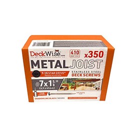 DeckWise #7x1-5/8 Self-Tapping Screws for Metal Joists, Black-Head 410 Stainless Steel T15 Deck Screws Cover 100 Sq. Ft. of Decking (350 Pack)