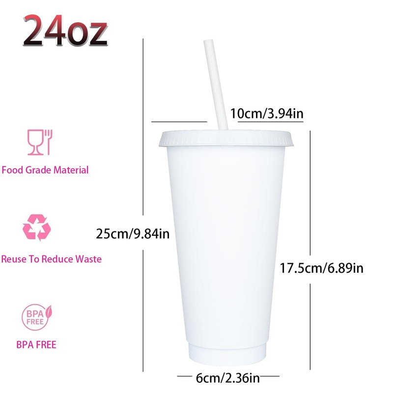 Reusable 24 Oz,Plastic Cups, (10, Weiß)