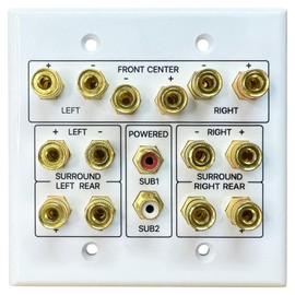 DIYTECH Speaker Wall Plate, 7.2 Home Theater Wall Plate, 2 RCA Wall Plate, Gold Plated Binding Posts, Speaker Wall Plates, for Home Theater Wall Speaker Plate Setup