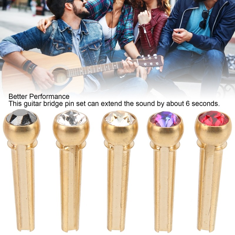 5Pcs Guitar Bridge Pin String Peg Brass Endpin Accessory Replacement