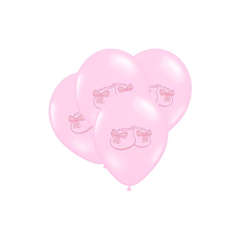 Baby Shower Balloons, Pastel Pink Bootie Design 6 Pack
