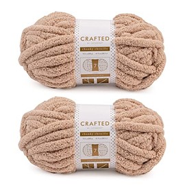 Crafted By Catherine Chunky Chenille Yarn - 2 Pack, Beige, Gauge 7 Jumbo