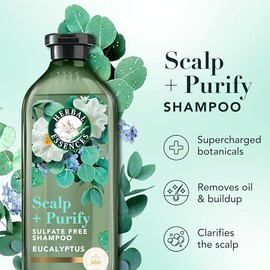 Herbal Essences Scalp + Purify - Champú y acondicionador sin sulfato de eucalipto y set de spray nutritivo todo en uno