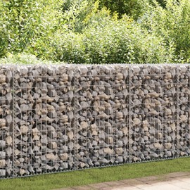vidaXL Gabion Basket Steel 78.7" Outdoor Garden Patio Wall Wire Fence Cage
