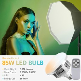 Julius Studio [1 Set] 27-inch LED Softbox Octagonal Lighting Kit, 85W LED Bulb with Remote Controller, Extreme High Brightness 6300Lm, Color Control, CRI>95, Stand & Carry Bag, JSAG484