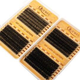 QUEWEL Cluster Lashes 4 Stile 450 STK Einzelne Wimpern 10-18 mm Wimpern Extensions geeignet für Anfänger, Lash Extension wiederverwendbar, Natürliches Make-up selbst zu Hause(60+80+100+150D-A)