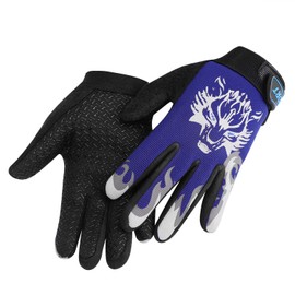 Kid’s Cycling Gloves Non-skid Full Fingers Gloves for Kids 5-10 Years Old Boys Girls Warm Sports Mitten Gloves for Cycling Skiing Running Biking (blue)